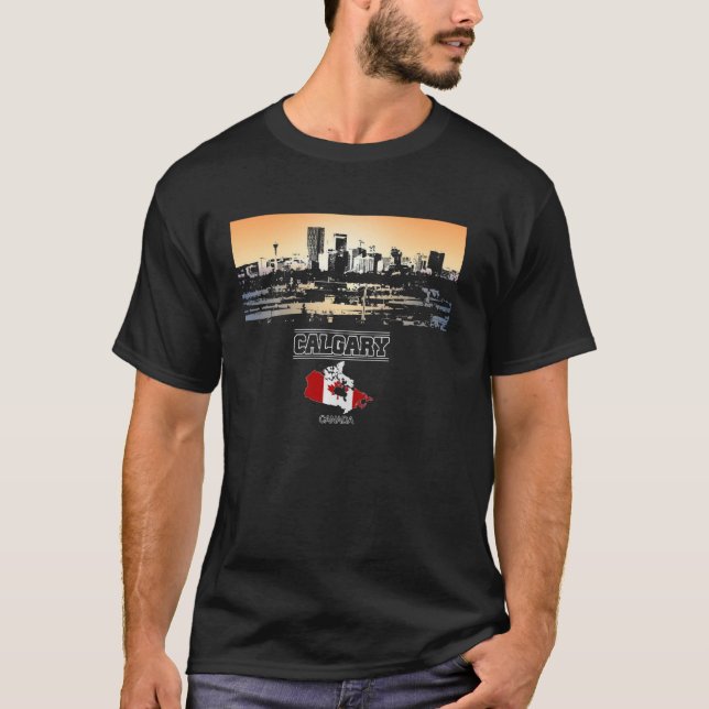 Calgary canada Skyline Vacation Souvenir City T Shirt (Framsida)