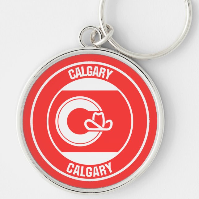 Calgary Columbia Rund Emblem Silverfärgad Nyckelring (Framsidan)