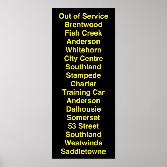 Calgary CTrain RollSign Poster (Framsidan)