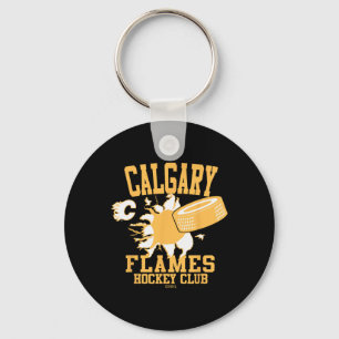 Calgary Flames Hockeypuck spricker röd officiellt Nyckelring
