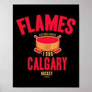 Calgary Flames Hockeypuck Vit Nhl Officiellt Licen Poster
