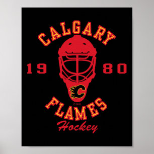 Calgary Flames ishockeymask vit officiellt licensi Poster