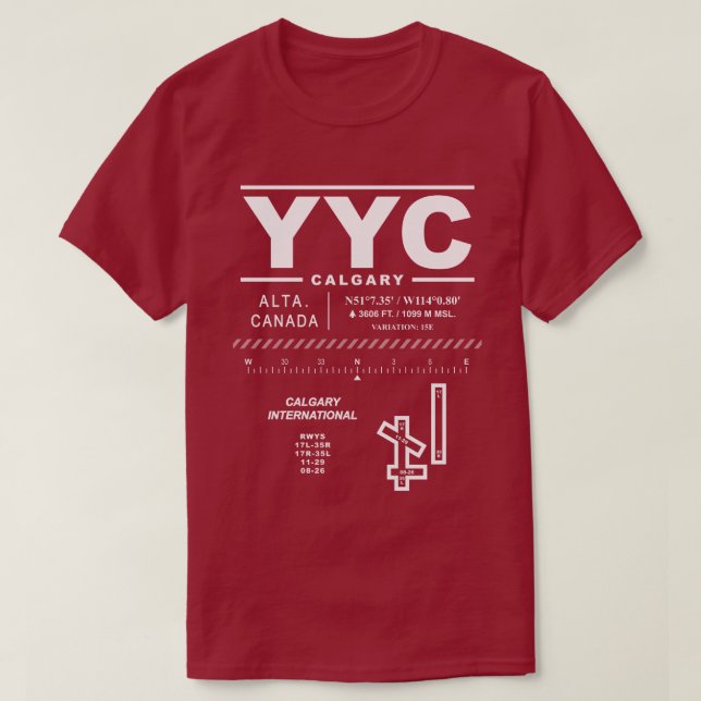 Calgary Internationell flygplats YYC T-Shirt (Design framsida)