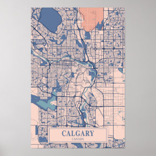Calgary Kanada Blåsiga Stadskarta Resa Poster