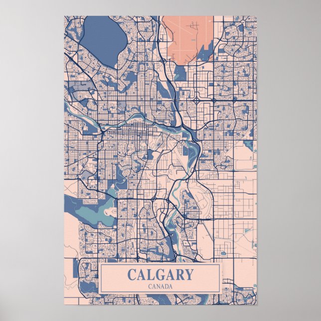 Calgary Kanada Blåsiga Stadskarta Resa Poster (Framsidan)