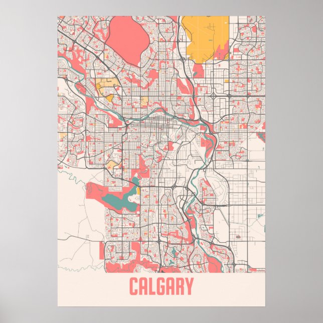 Calgary - Kanada Chalk City Karta Poster (Framsidan)