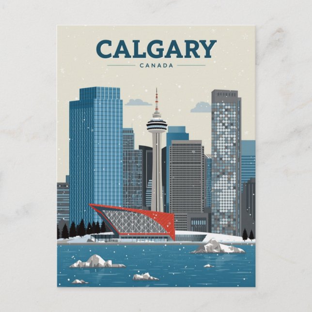 Calgary Kanada Downtown Siluett Vykort (Framsida)