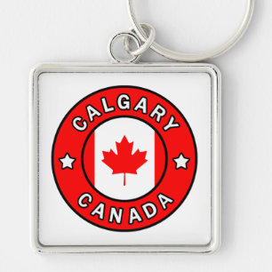 Calgary Kanada Fyrkantig Silverfärgad Nyckelring