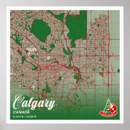 Calgary - Kanada Jul Färg City Karta Poster