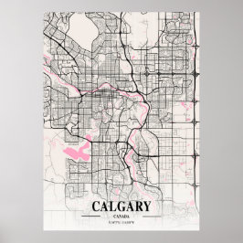 Calgary - Kanada Neapolitan City Karta Poster