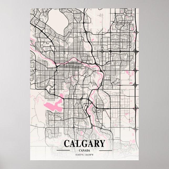 Calgary - Kanada Neapolitan City Karta Poster (Framsidan)