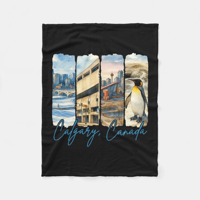 Calgary Kanada Resa Tripp Pinselsträck Souvenir Fleecefilt (Framsidan)