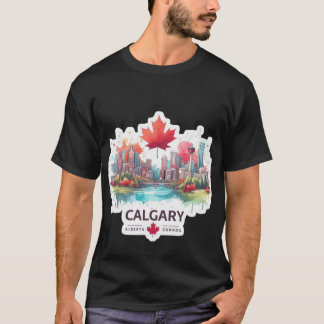 Calgary Kanada Skyline Konst T Shirt
