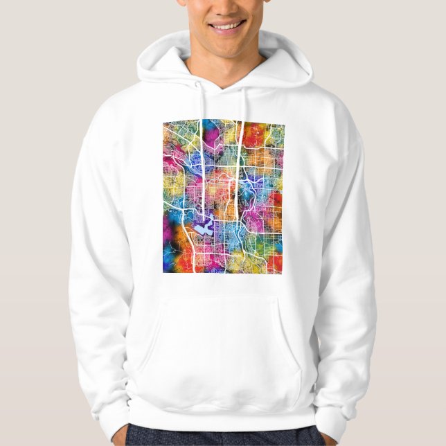Calgary Kanada Stadskarta Hoodie (Framsida)