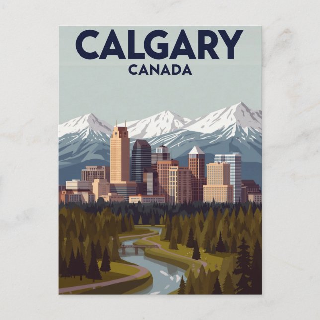 Calgary Mountain View Vintage Vykort (Framsida)