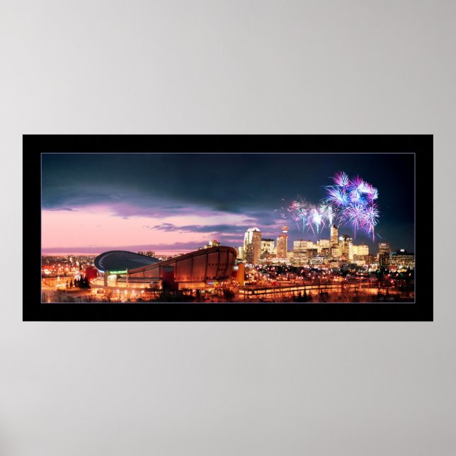 Calgary panoramic with Fireworks. Poster (Framsidan)