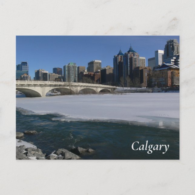 Calgary River och Skyline Postcard Vykort (Framsida)