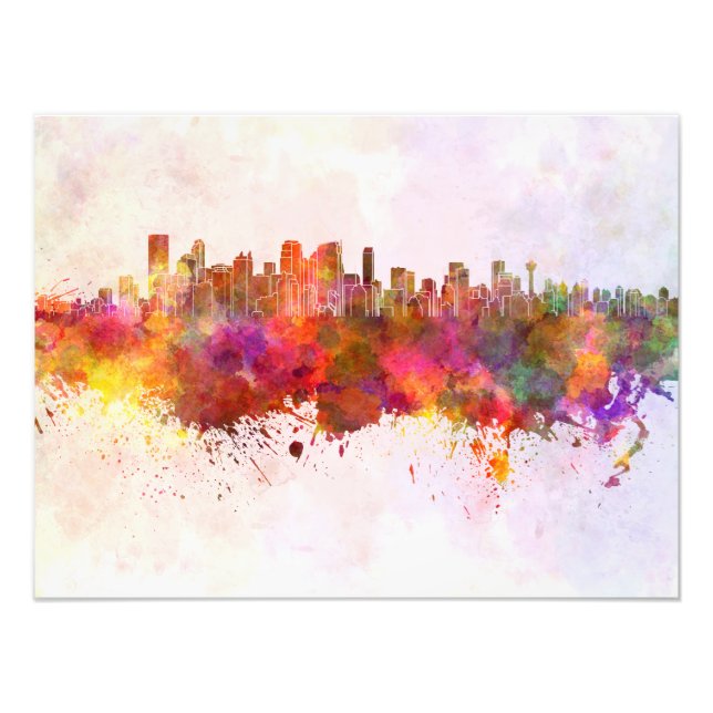 Calgary skyline in watercolor background fototryck (Framsidan)
