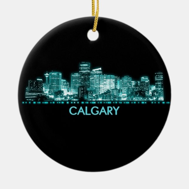 Calgary Skyline Julgransprydnad Keramik (Framsidan)