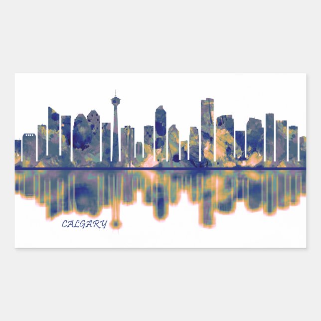 Calgary Skyline Rektangulärt Klistermärke (Framsida)