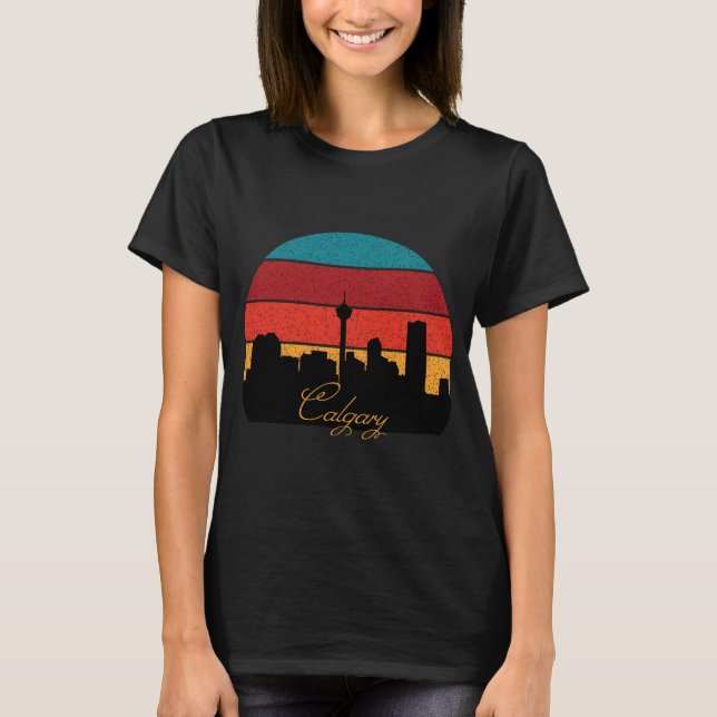 Calgary Tower Retro Resegrafik T-Shirt (Framsida)