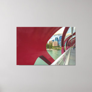 Calgary's Peace Bridge and Cityscape Canvastryck