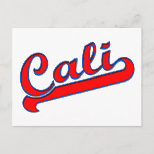 Cali California Logotyp Red Blue-vykort Vykort