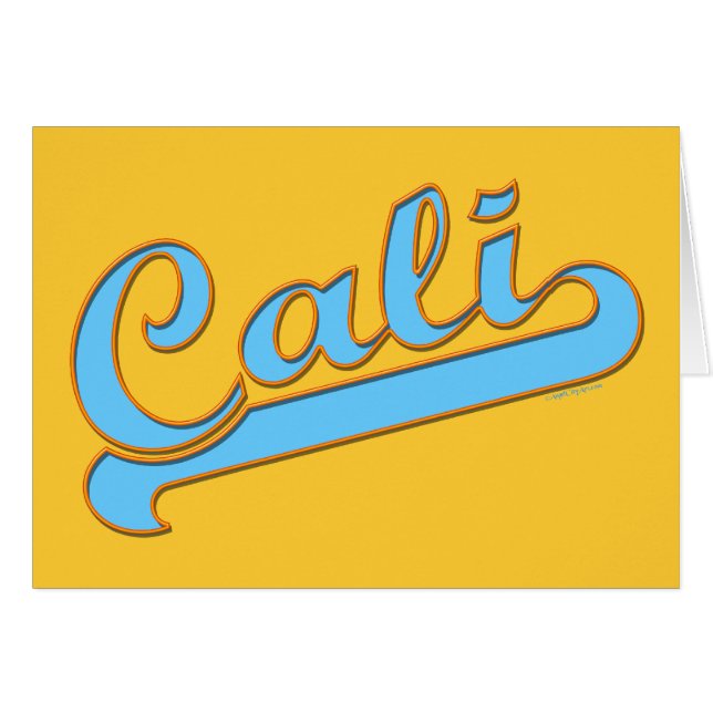 Cali California Surfer Logotyp in Blue Hälsningskort (Framsidan Horizontal)