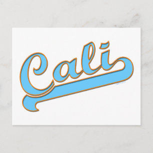 Cali California Surfer Logotyp in Blue Vykort
