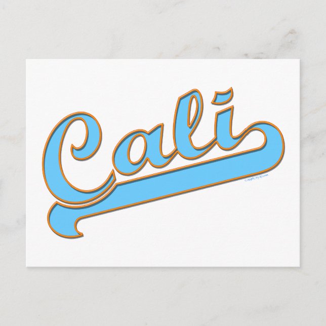 Cali California Surfer Logotyp in Blue Vykort (Framsida)