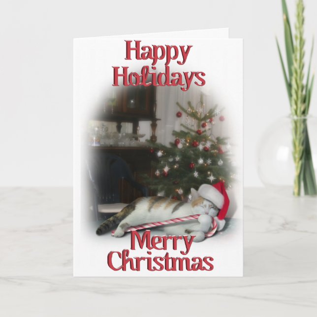 Cali, Candy cane Kattunge Helgkort (Framsida)