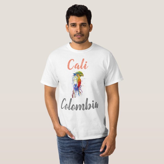 Cali Colombia Parrot T Shirt (Hel framsida)
