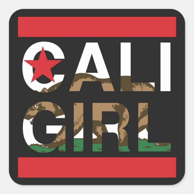 Cali Girl Rep Red Fyrkantigt Klistermärke (Framsida)