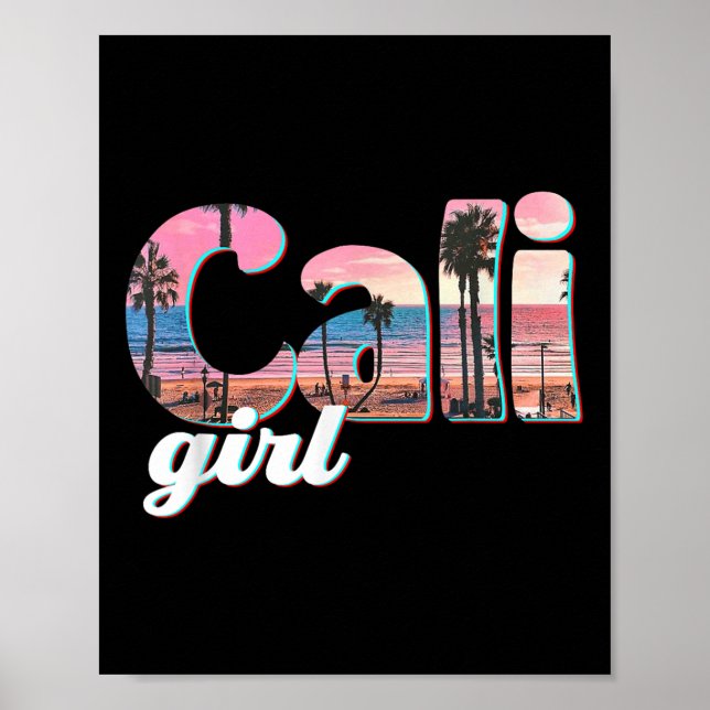 Cali Girl Sunset Beach California Summer Retro Wom Poster (Framsidan)