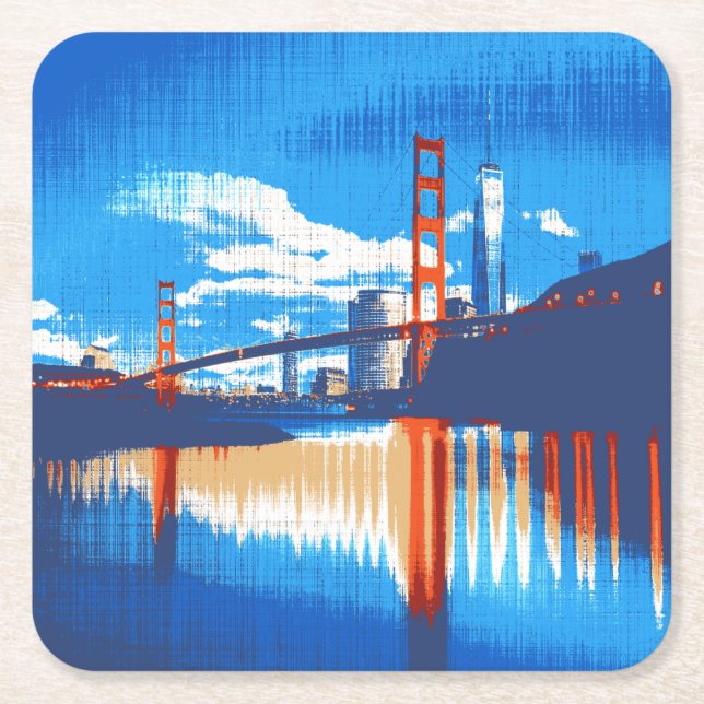Cali, Golden Grind Bridge San Francisco Bay SQ SS Underlägg Papper Kvadrat (Framsidan)