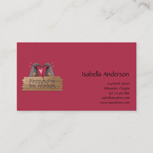 Cali kråkor ·, Urinnevånare på hjärta Visitkort (Framsida)