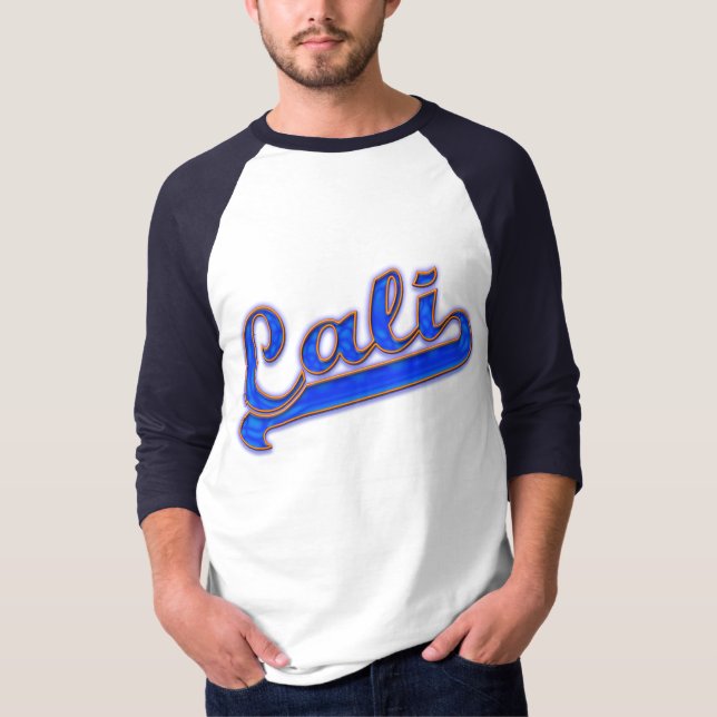 Cali Logotyp Blue Wave Gult kontur T-shirt (Framsida)