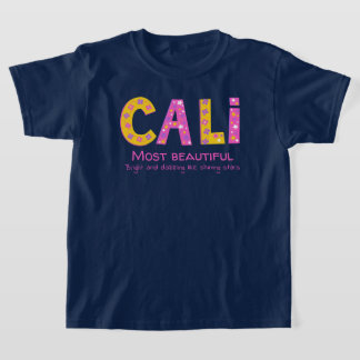 Cali namn betyder rosa gult stjärnor t shirt