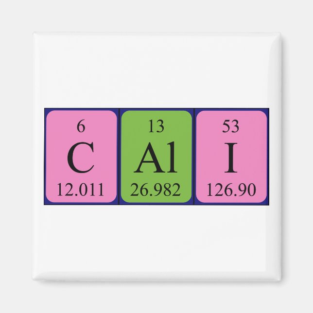 Cali periodiskt återkommande magnet bord namn (Framsidan)