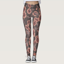 Cali Poppies Oversize Print in Grått & Salmon Leggings