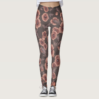 Cali Poppies Oversize Print in Grått & Salmon Leggings