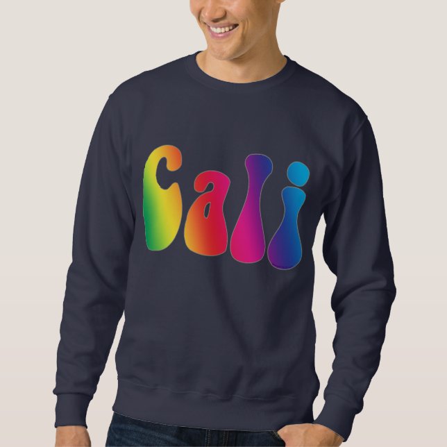 Cali Rainbow California Hippie Logotyp Shirt Långärmad Tröja (Framsida)