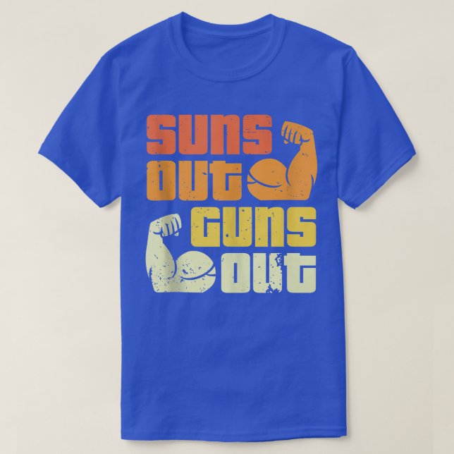 Cali Stil Bodybuilding Sol ut Guns Out Biceps T Shirt (Design framsida)