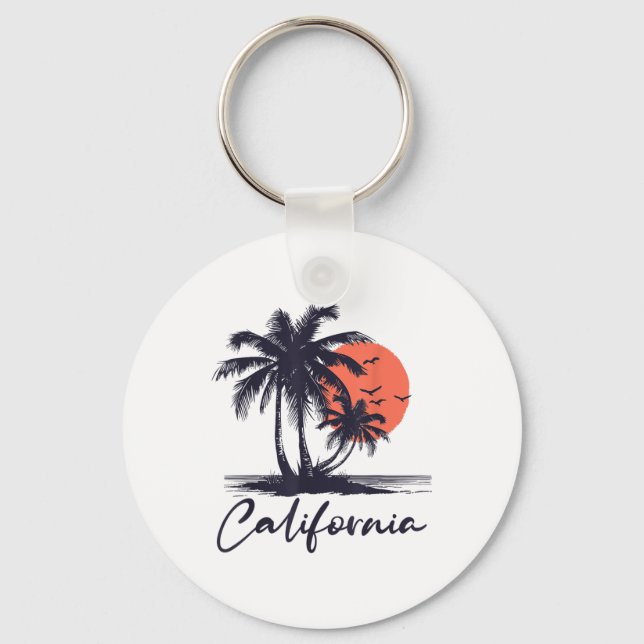 Cali Summer Vacation Ca Handflatan Träd Usa Retro  Nyckelring (Framsida)