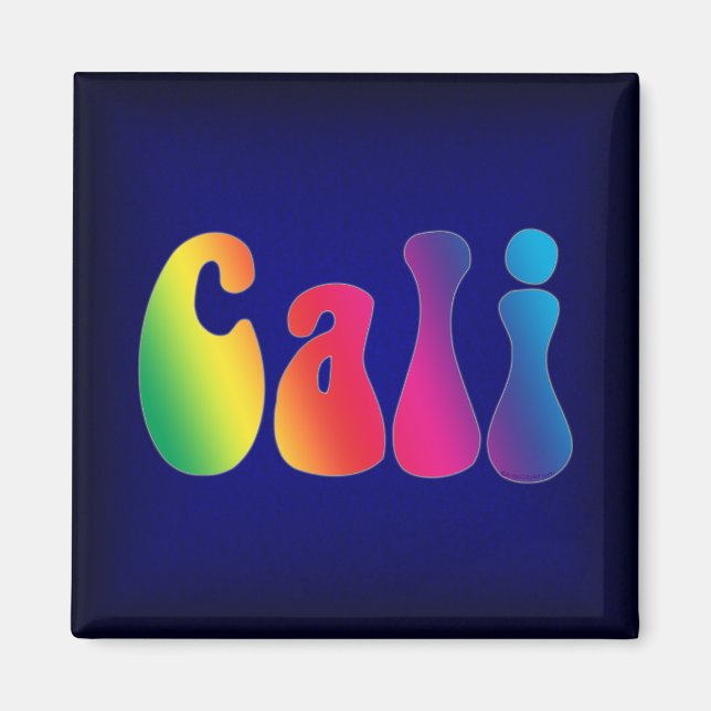 Cali Tie-Dye California Hippie Logotyp Magnet (Framsidan)