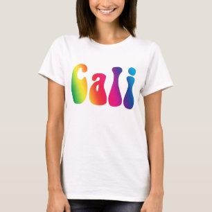 Cali Tie-Dye California Rainbow Logotyp Shirt Tee Shirt