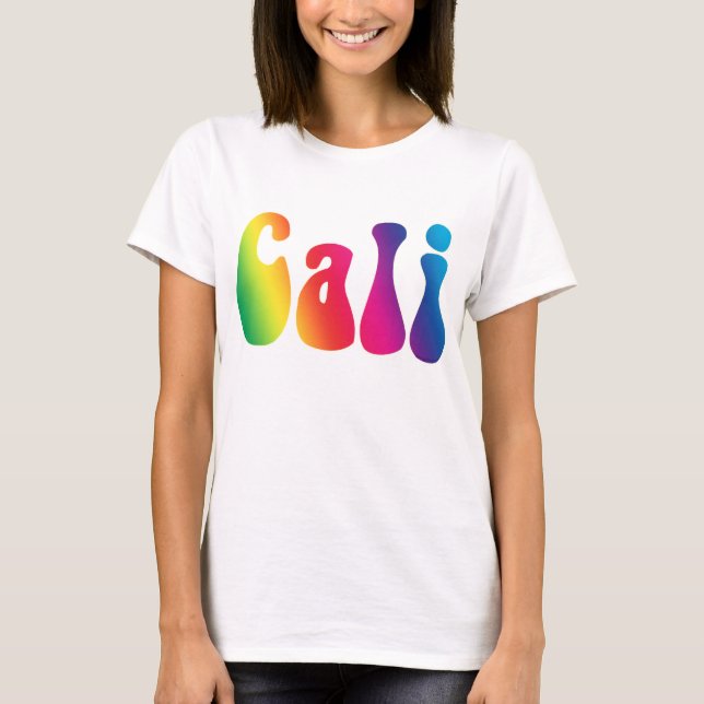 Cali Tie-Dye California Rainbow Logotyp Shirt Tee Shirt (Framsida)