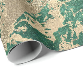 Cali Tropical Grönt Golden Metallic Glass Strokes Presentpapper