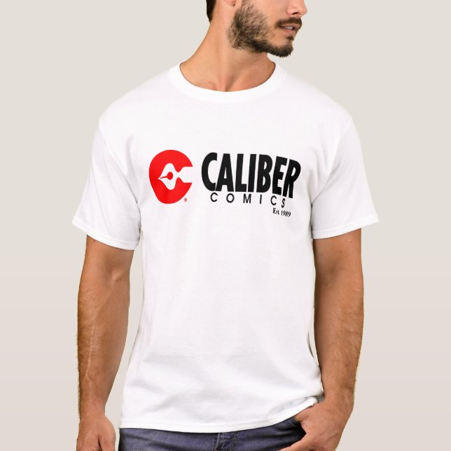 Caliber Tecknads vågrät logotyp vit t-shirt med  (Framsida)