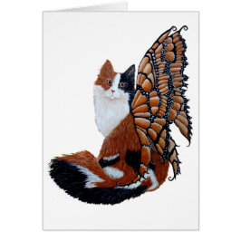 Calico Butterfly Fairy Cat Hälsningskort